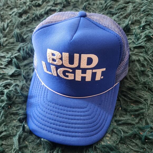 Vintage Bud Light Blue Mesh Trucker Hat Snapback Calhead Style 82 Adult - Picture 2 of 7